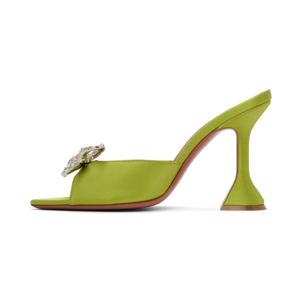 Amina Muaddi Green Rosie Heeled Sandals - Picture 3 of 5